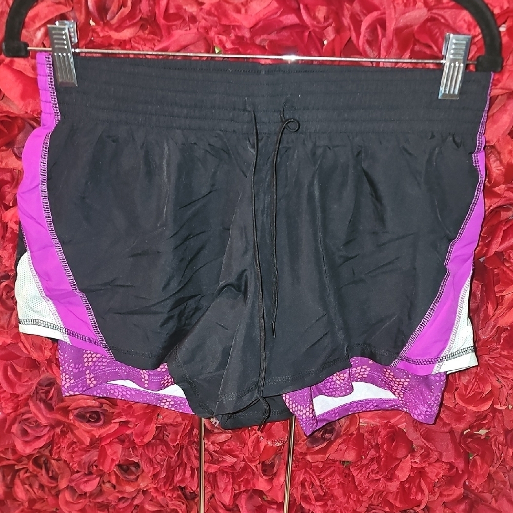 Champion Girls Black and Purple Athletic Shorts Size Large